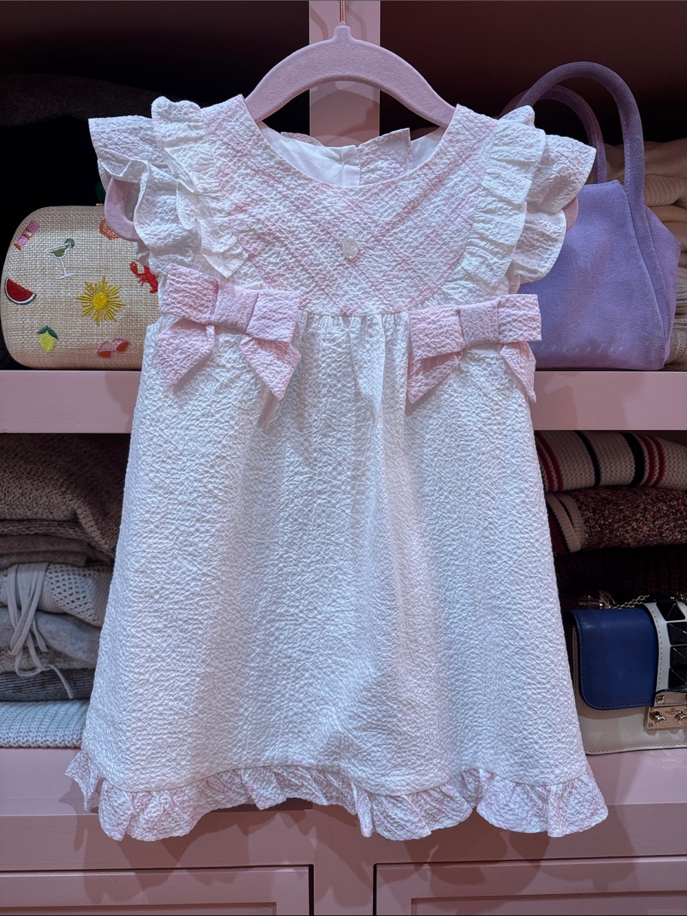 Girls' Pink Ruffle Bow Dress - Brand